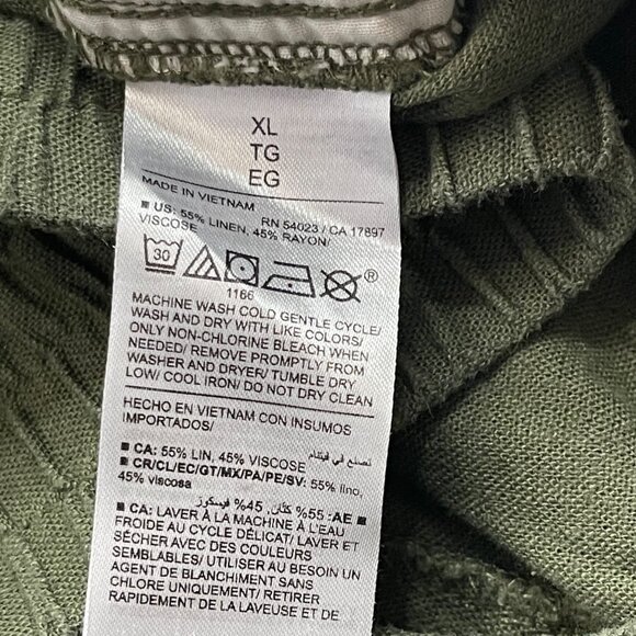 Old Navy High-Rise Straight Pants Womens Size XL Green Linen Rayon Comfort Waist - Picture 5 of 11